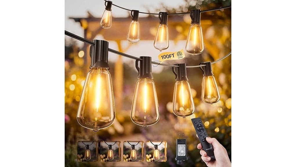 100ft warm edison patio lights