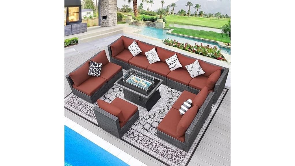 11 piece high back patio set