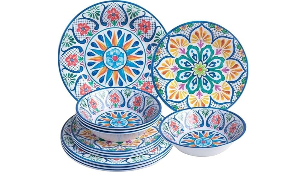 12 piece paisley melamine dinnerware