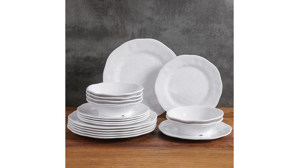 18 piece white melamine dinnerware