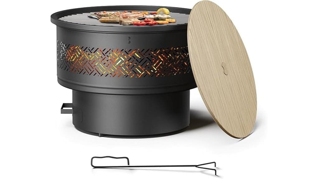 26 inch fire pit with grill