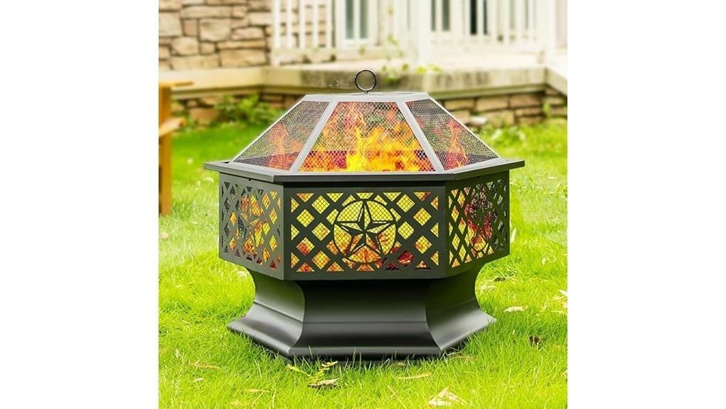 28 inch hexagonal steel firepit