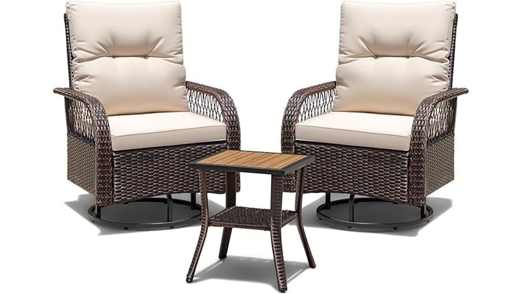 3 piece wicker swivel patio
