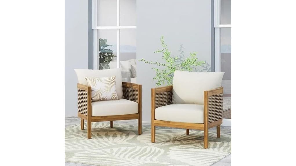 acacia wicker club chairs