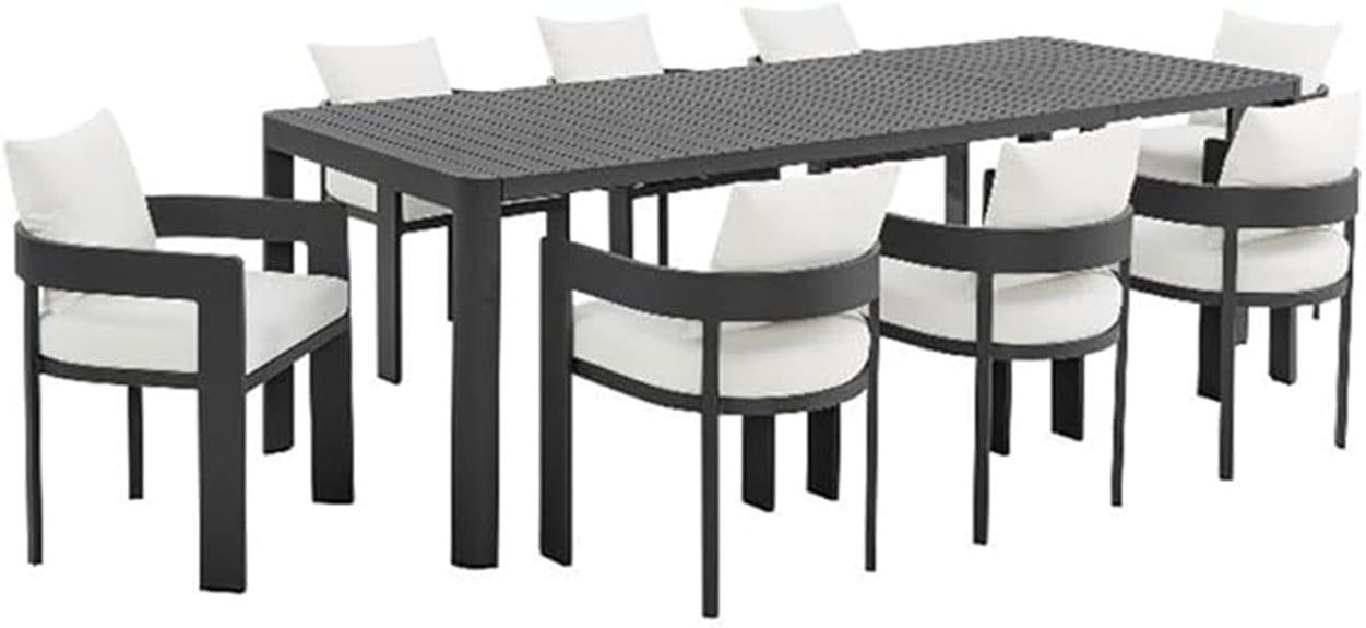 aluminum 9 piece patio set