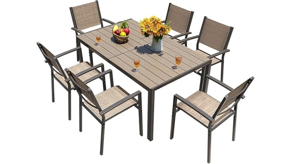 beige homall seven piece patio set