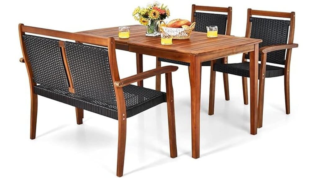 compact elegant outdoor dining set