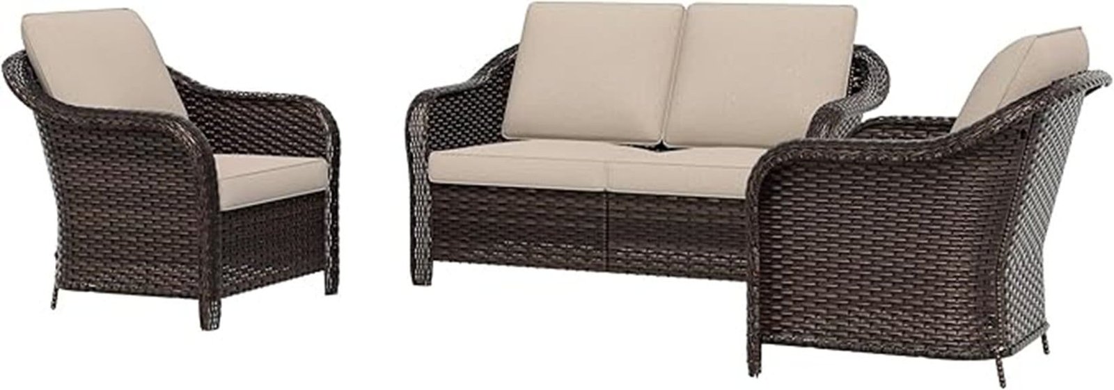 compact outdoor wicker seating set