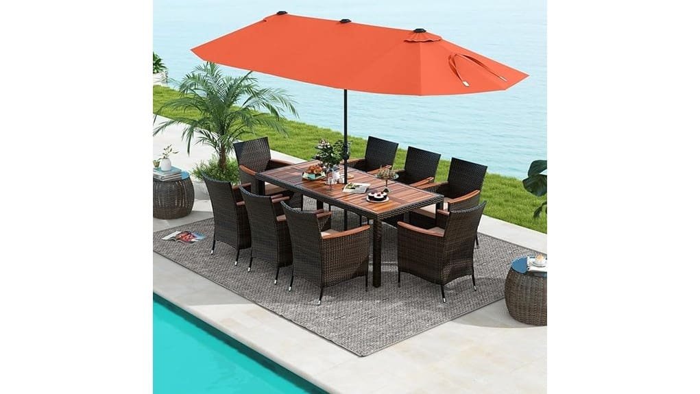 compact rattan 11 piece dining set