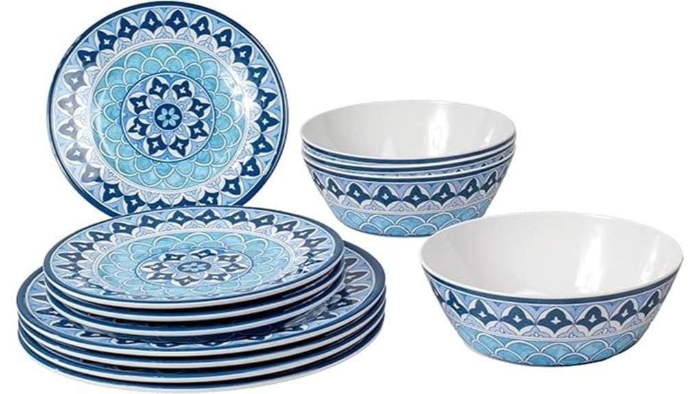 durable blue melamine dinnerware set