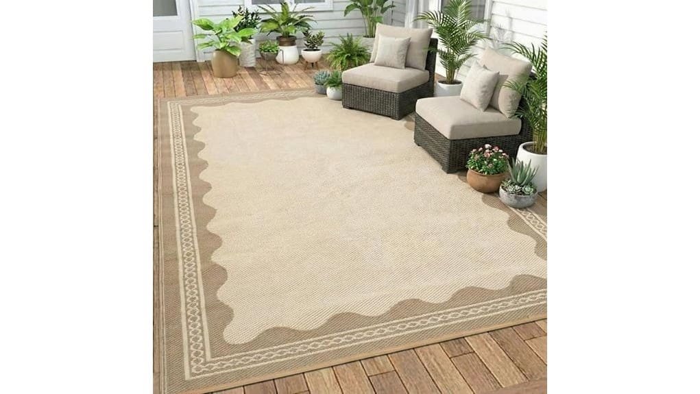durable weather resistant scalloped rug