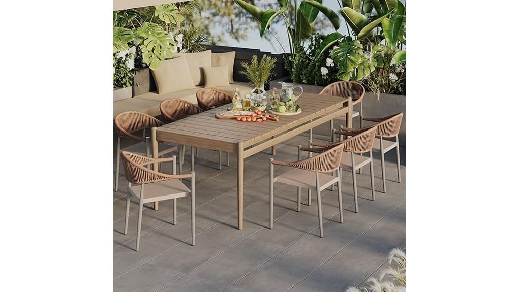 eight stackable patio dining chairs