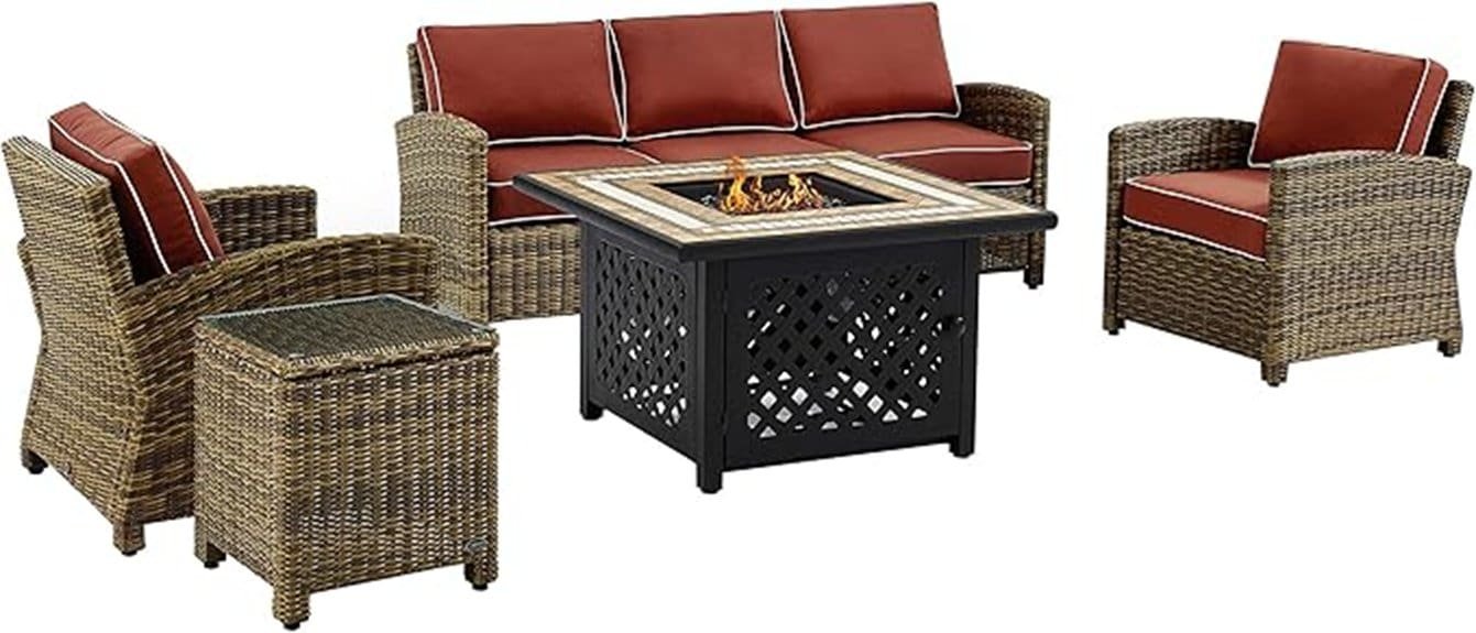 five piece wicker outdoor sofa