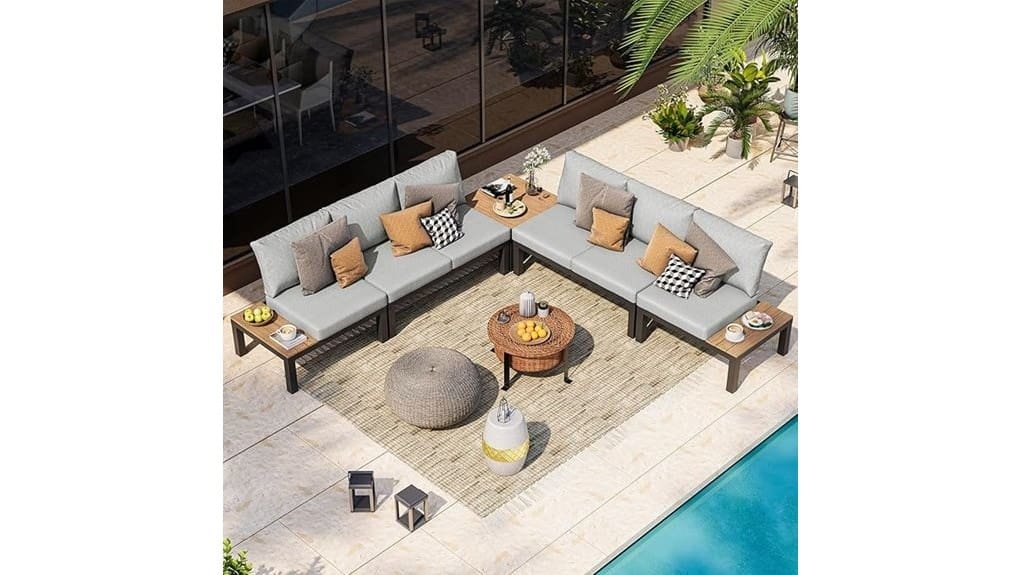 lightweight rust resistant modern patio set