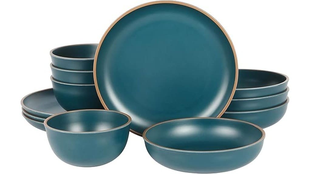 matte teal double bowl set