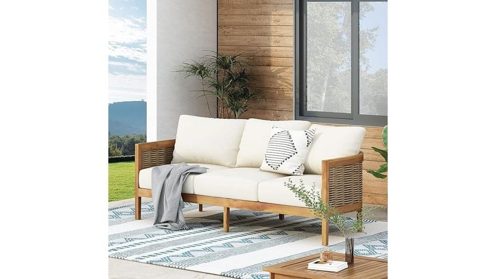 merax 76 5 acacia wicker sofa