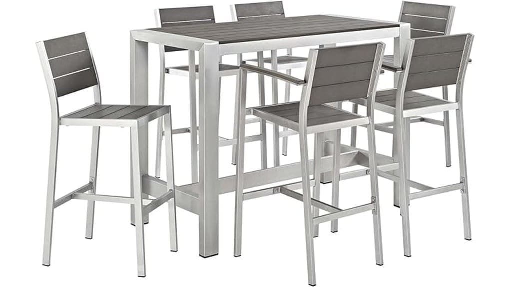 modway shore 7 piece patio set