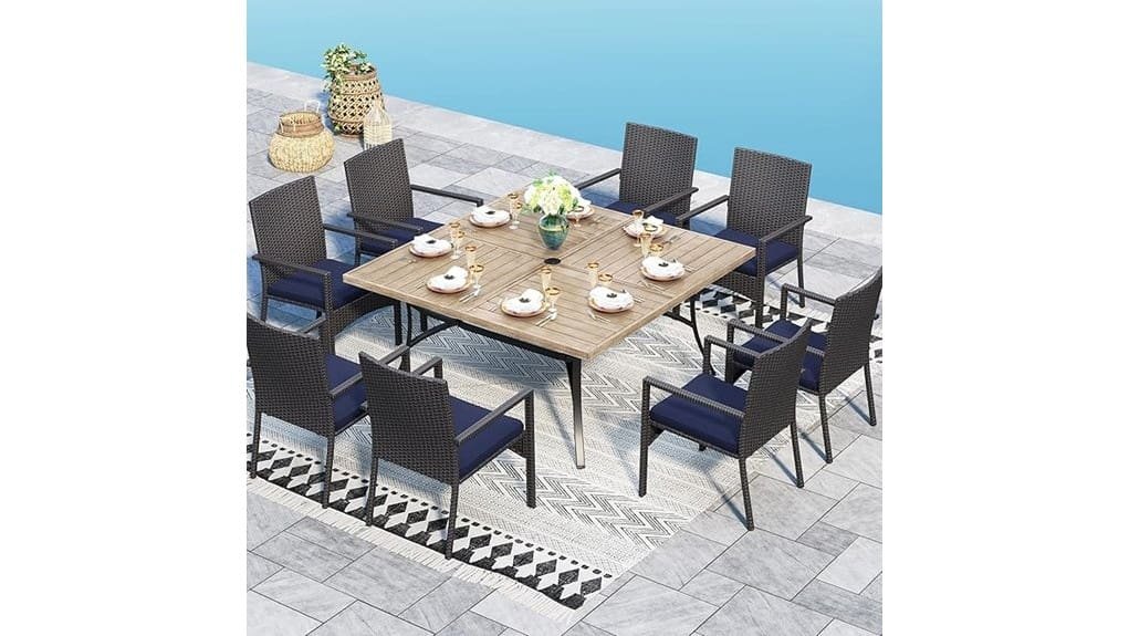 nine piece outdoor dining set