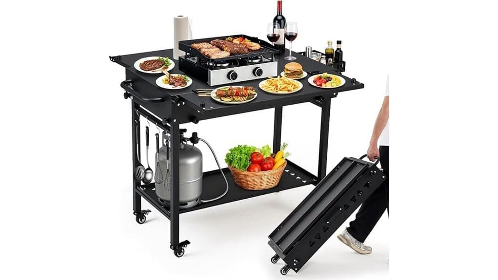 portable wheeled outdoor grill table