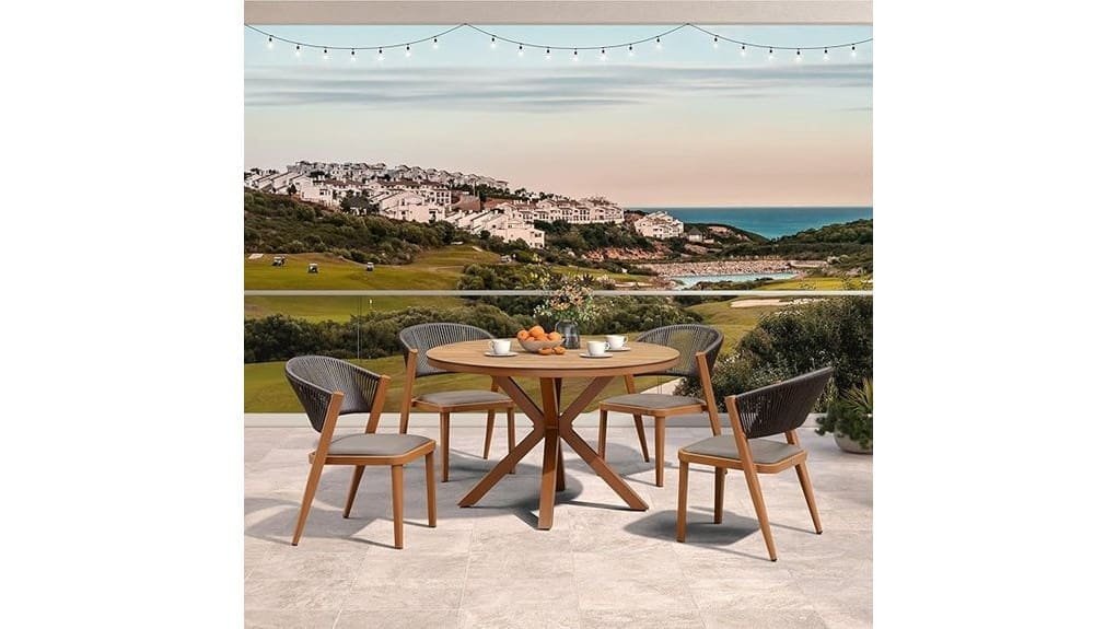 purple leaf oversize round dining