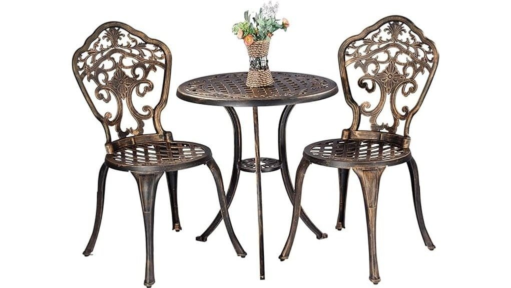 rustproof bronze aluminum bistro set