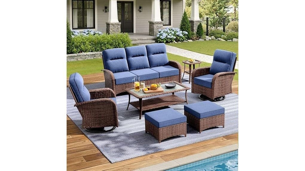 seven piece wicker patio set