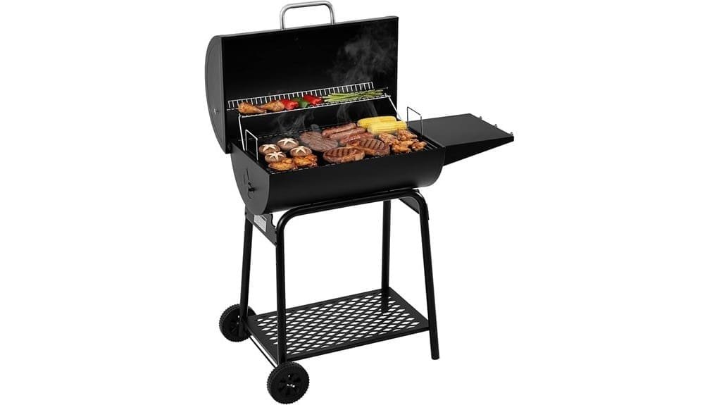spacious barrel charcoal grill