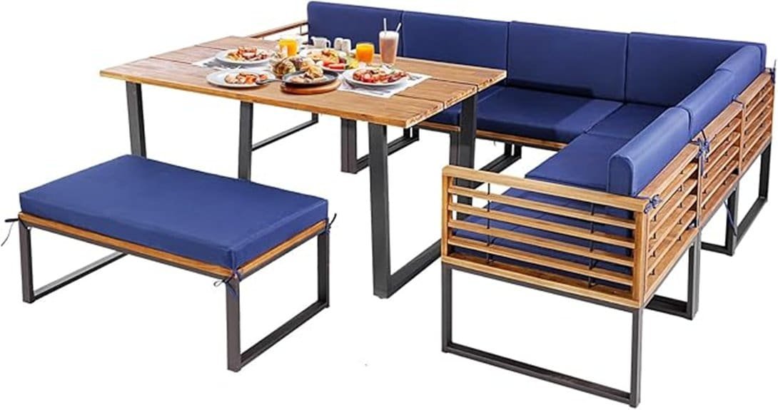 spacious eight seat patio set