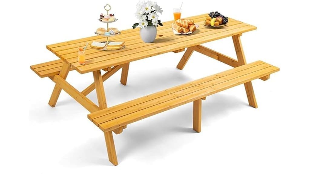 spacious sturdy eight person picnic table