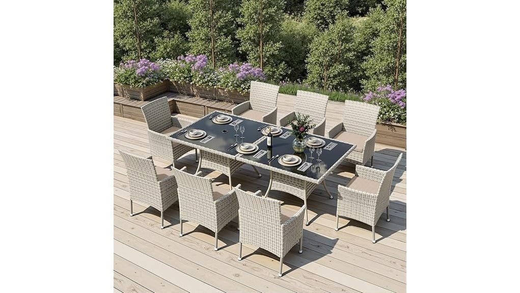 spacious ten piece outdoor set