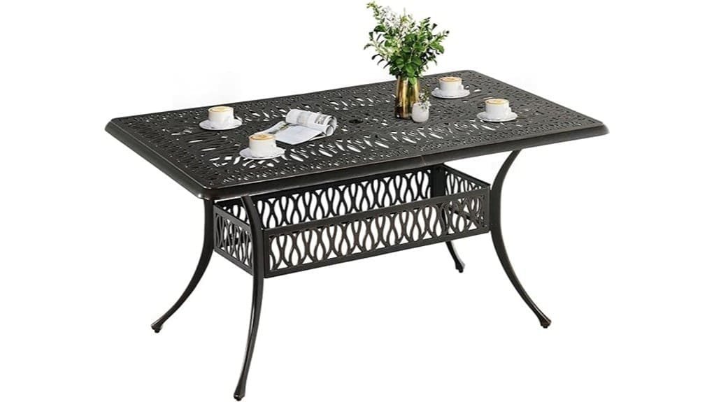 sturdy cast aluminum dining table