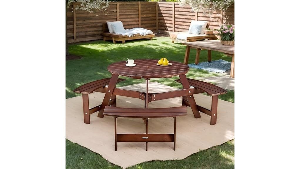 sturdy six person wood picnic table
