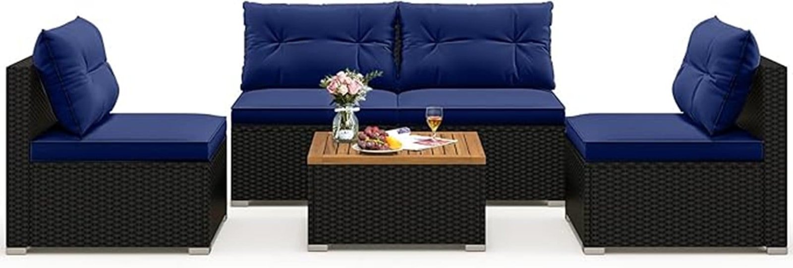 tangkula five piece rattan sofa
