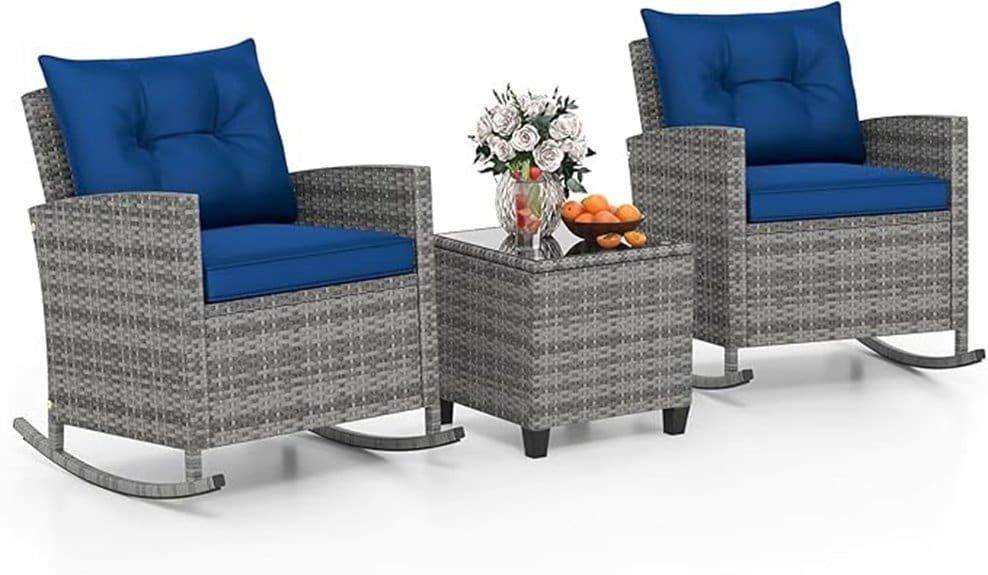 tangkula three piece wicker rocking