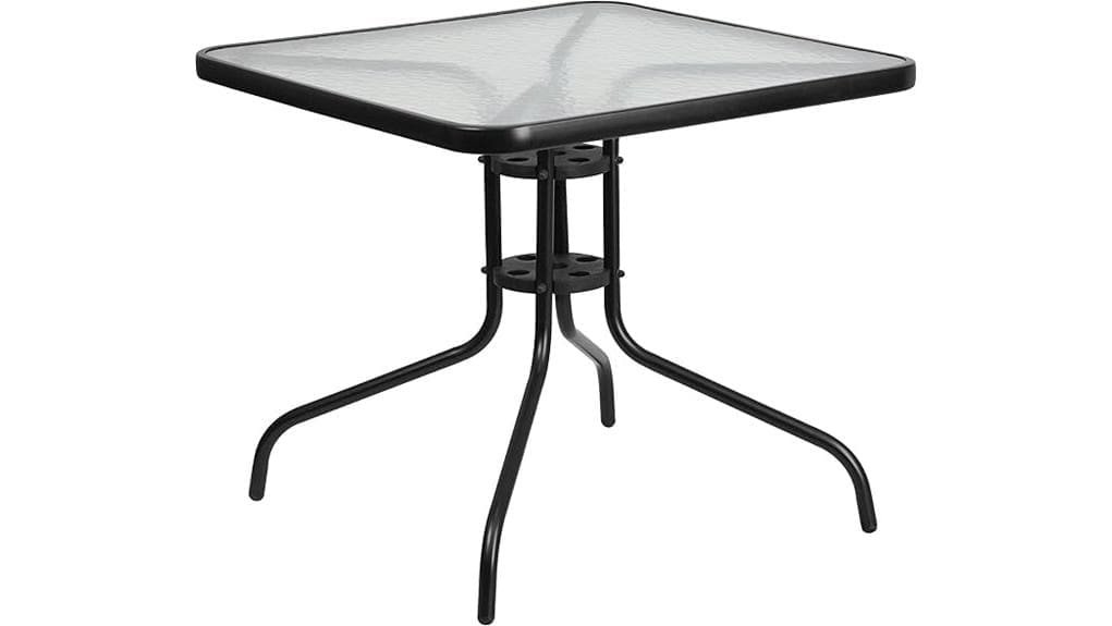 tempered glass square side table