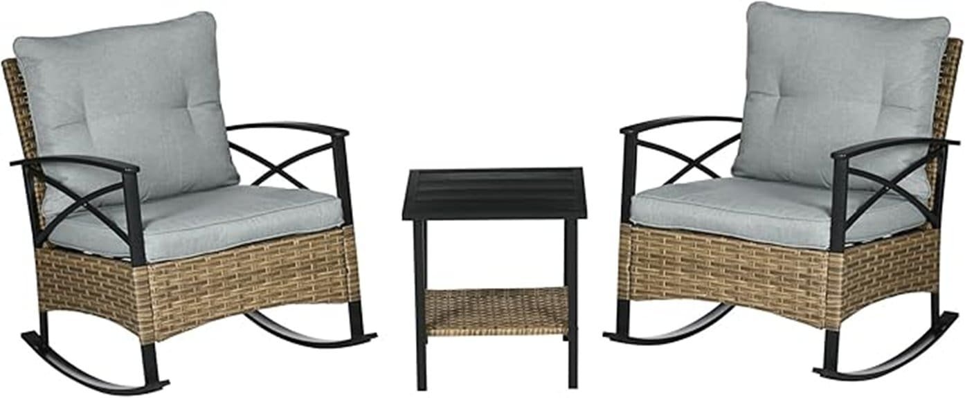 three piece outdoor rocking set