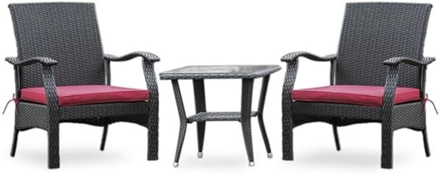 three piece outdoor wicker set