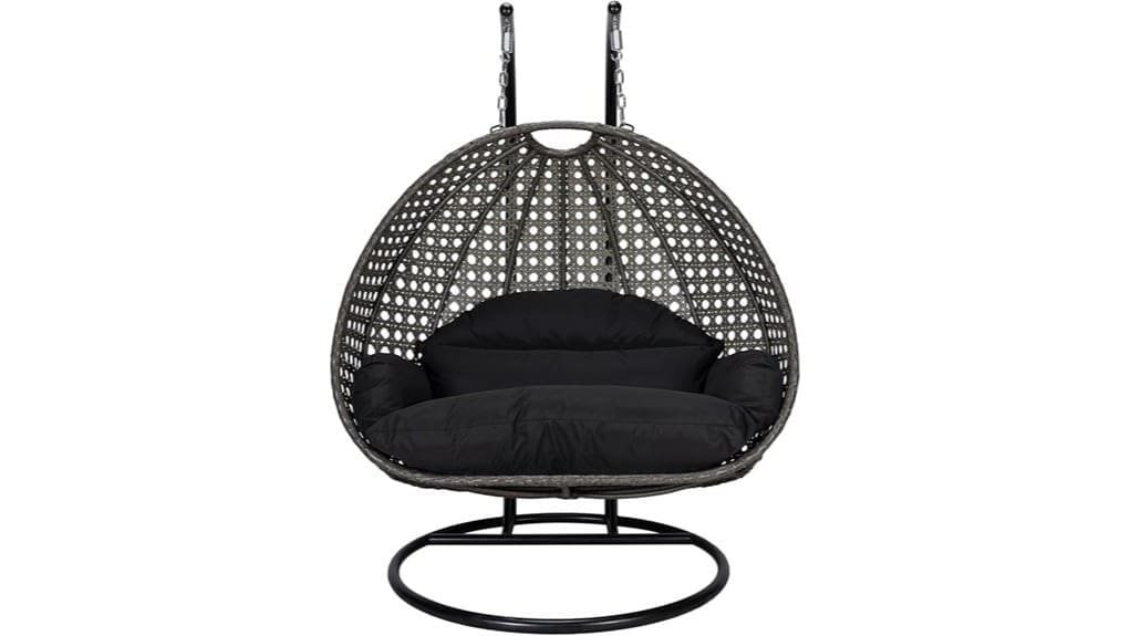two person wicker hanging eggchair