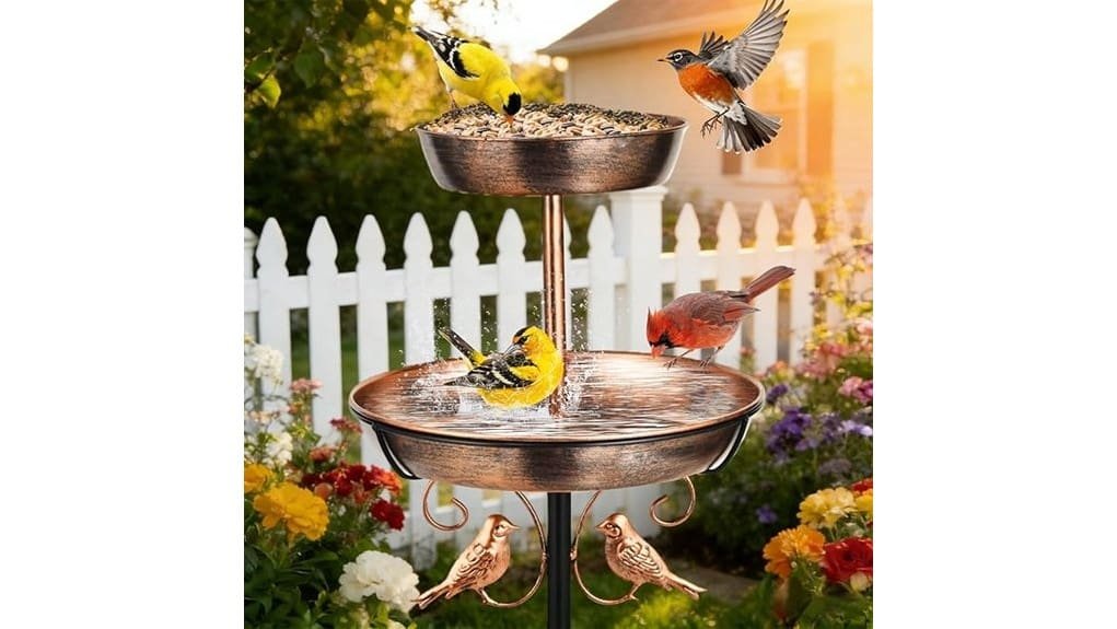 two tier metal birdbath feeder two tier metal birdbath feeder