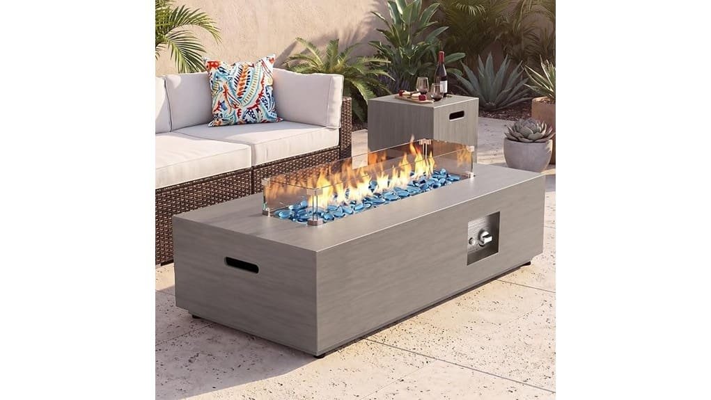 42 inch rectangular outdoor propane firepit