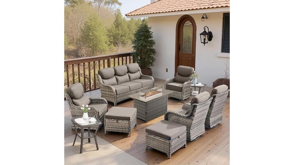 thick cushioned ten piece patio